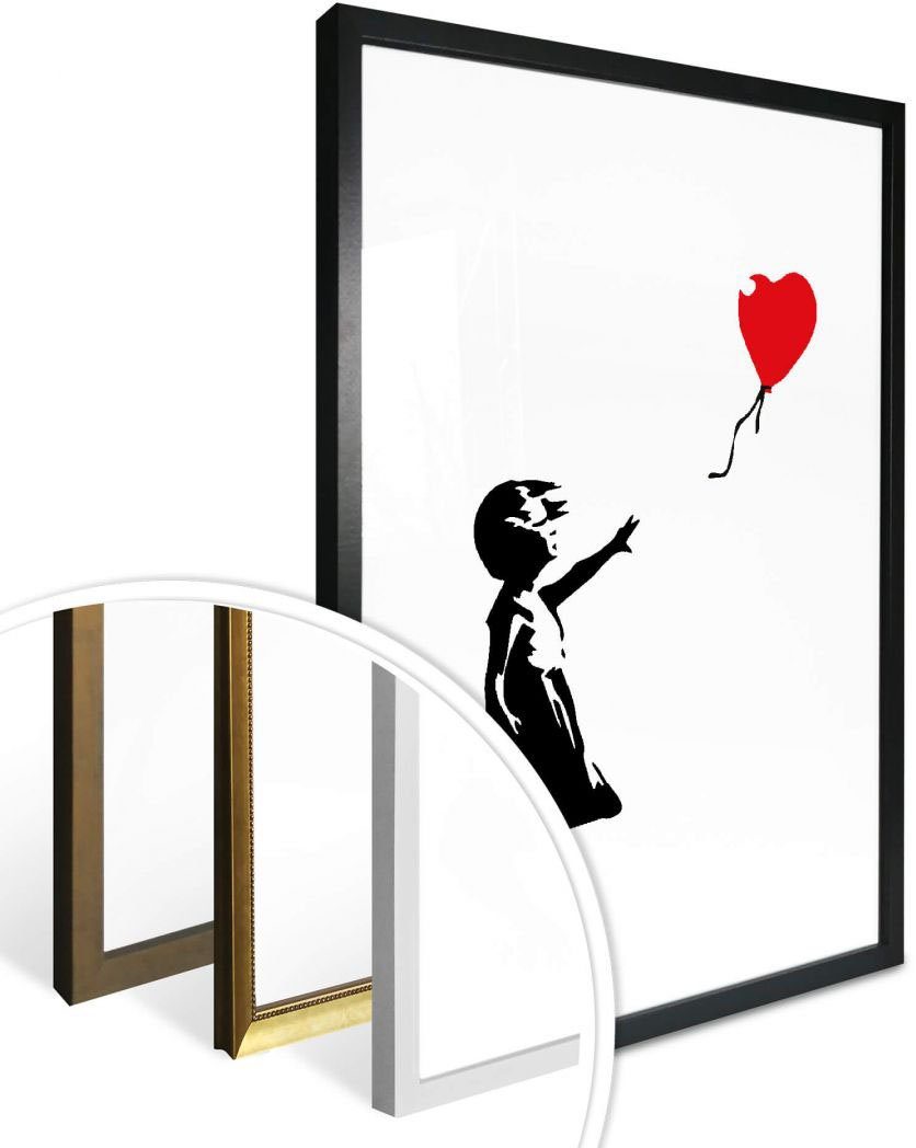 red (1 Wall-Art Poster St), the Bild, Wandposter with Poster, Girl Wandbild, Menschen Bilder Graffiti balloon,