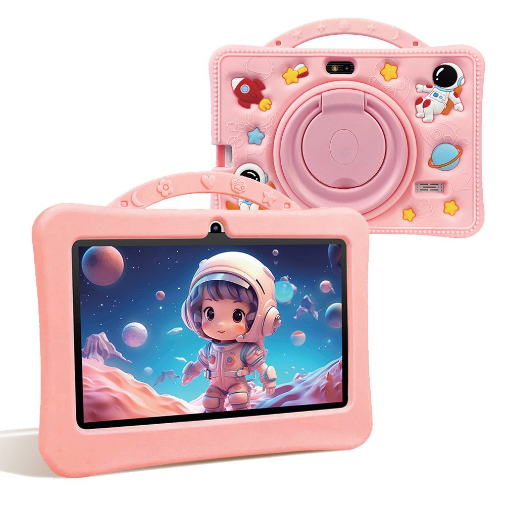 Tekoo 7 Zoll, Tablet für Kinder 128GB, iWawa Lern-Apps, Stoßfeste Hülle Rosa Tablet (128 GB, Android 14, Kindersicherung, Stoßfeste Hülle, iWawa Lern-App)