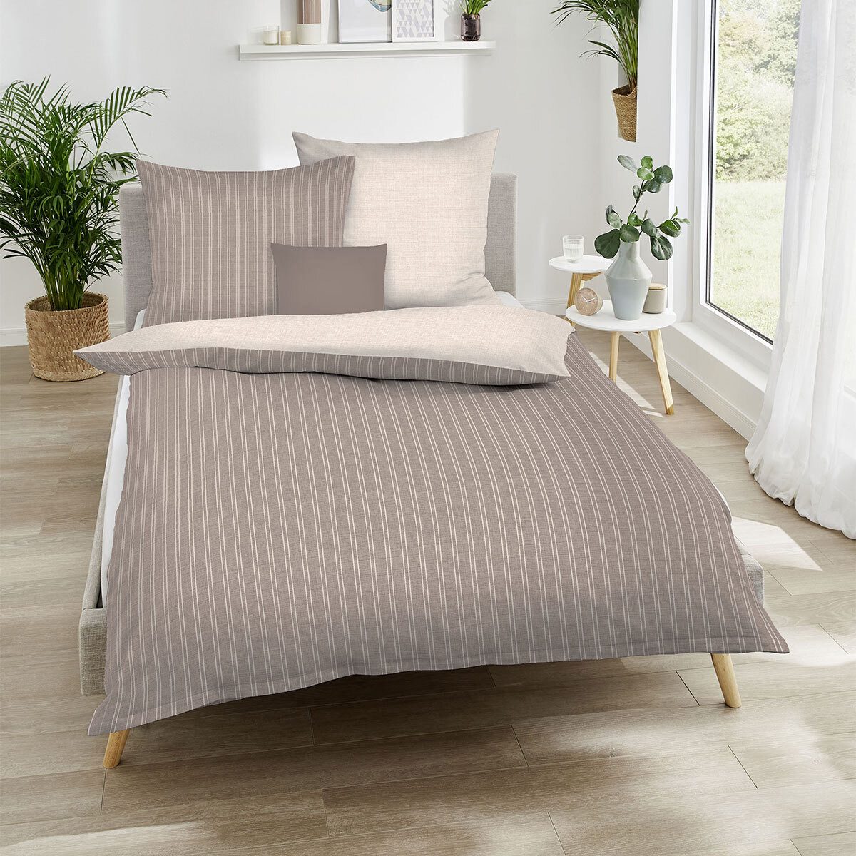 TRAUMSCHLAF Bettwäsche Combo cappuccino, Biber, 2 günstig online kaufen