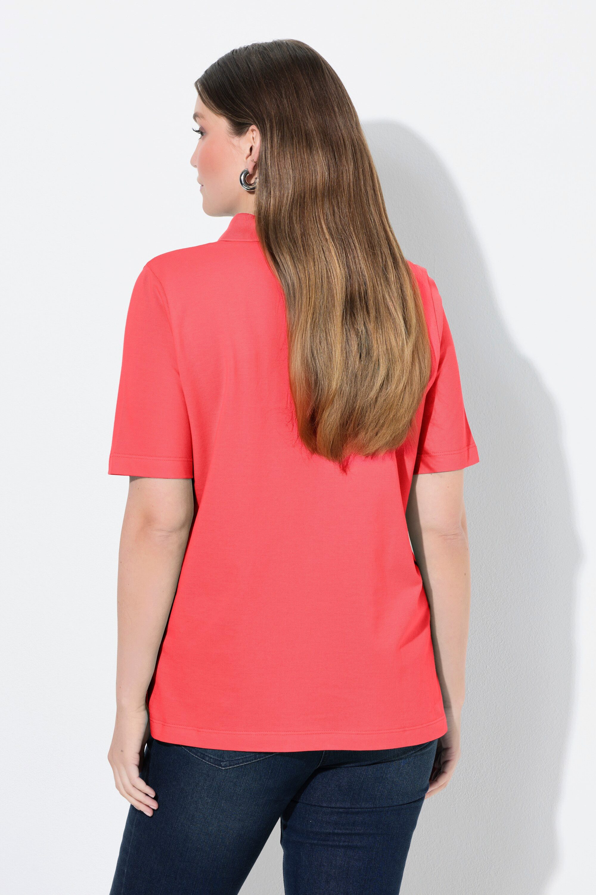 Ulla Popken Poloshirt Poloshirt längere Knopfleiste Polokragen Halbarm