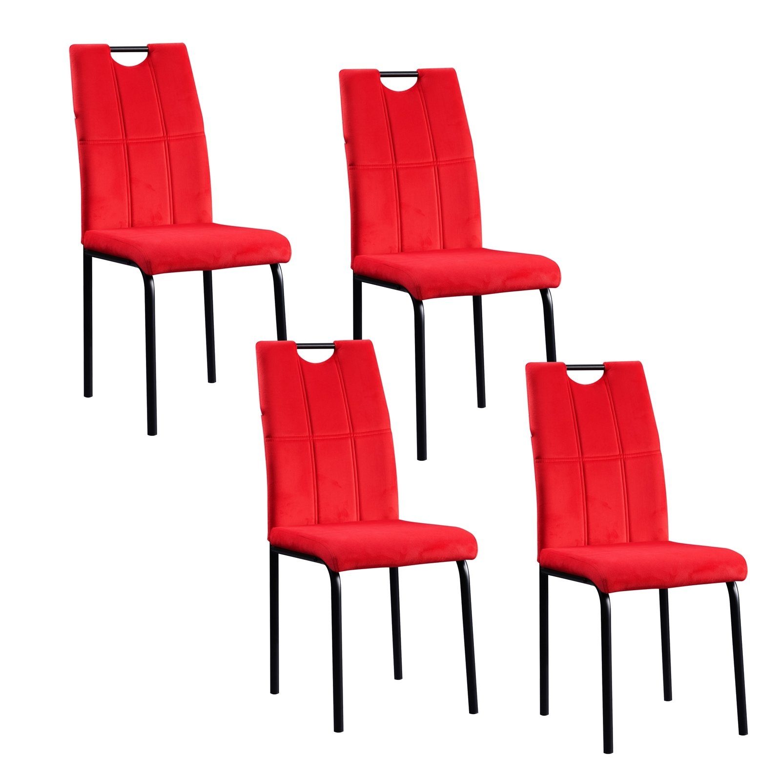 HTI-Living Polsterstuhl Esszimmerstuhl Denton Samt Rot 4er-Set (Set, 4 St), günstig online kaufen