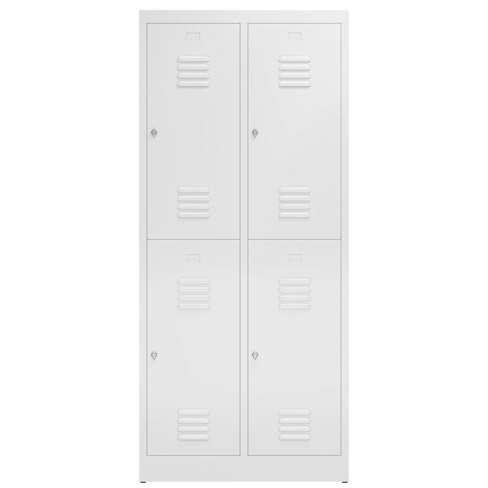 Steelboxx Spind 4 Fächer mit Kleiderstange 180x80x50cm Spindschrank (1-St) Komplett verschweißt und montiert, keine Montage erforderlich