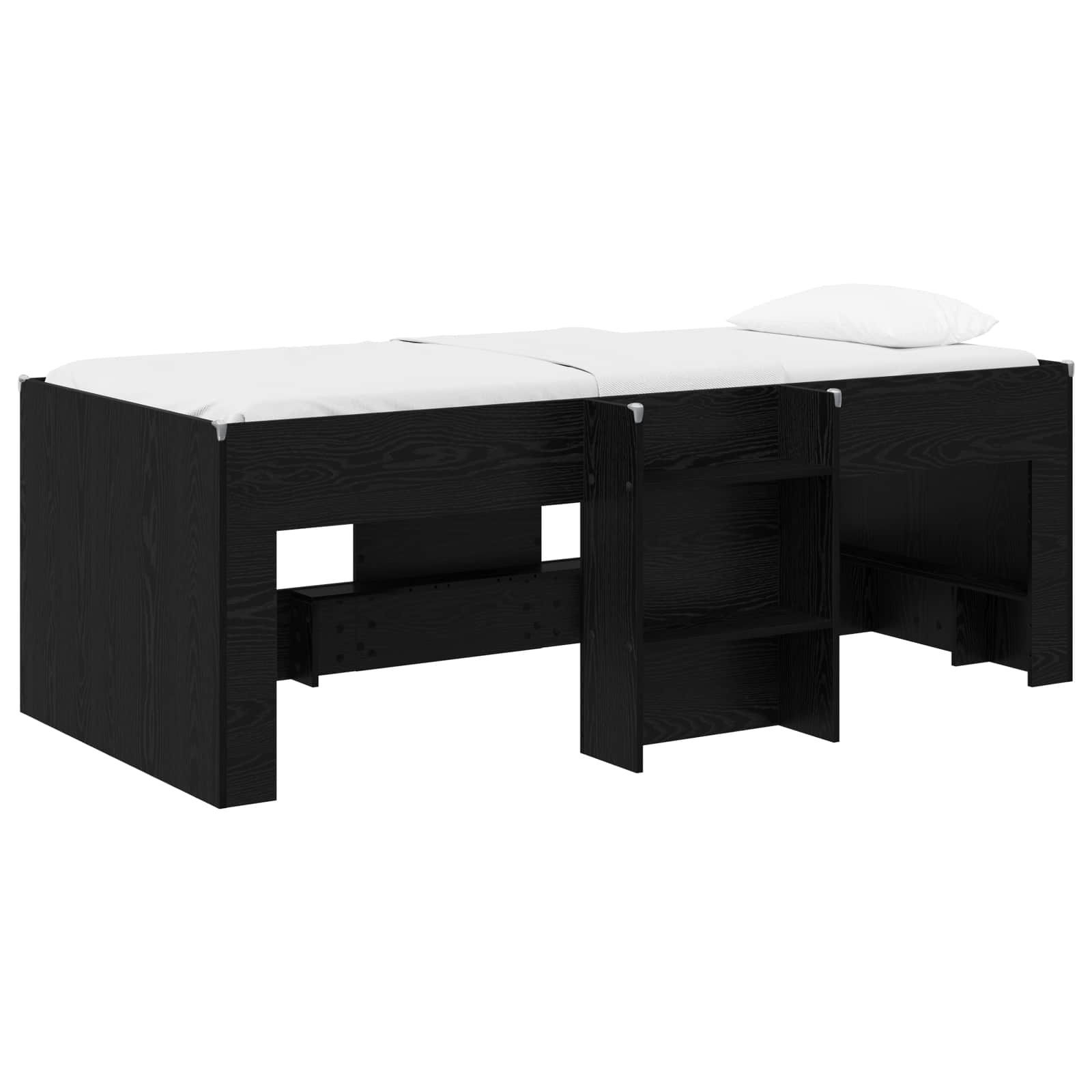 vidaXL Bett Hochbett für Kinder Schwarze Eiche 98,5 x 200 cm Holzwerkstoff (1-tlg)