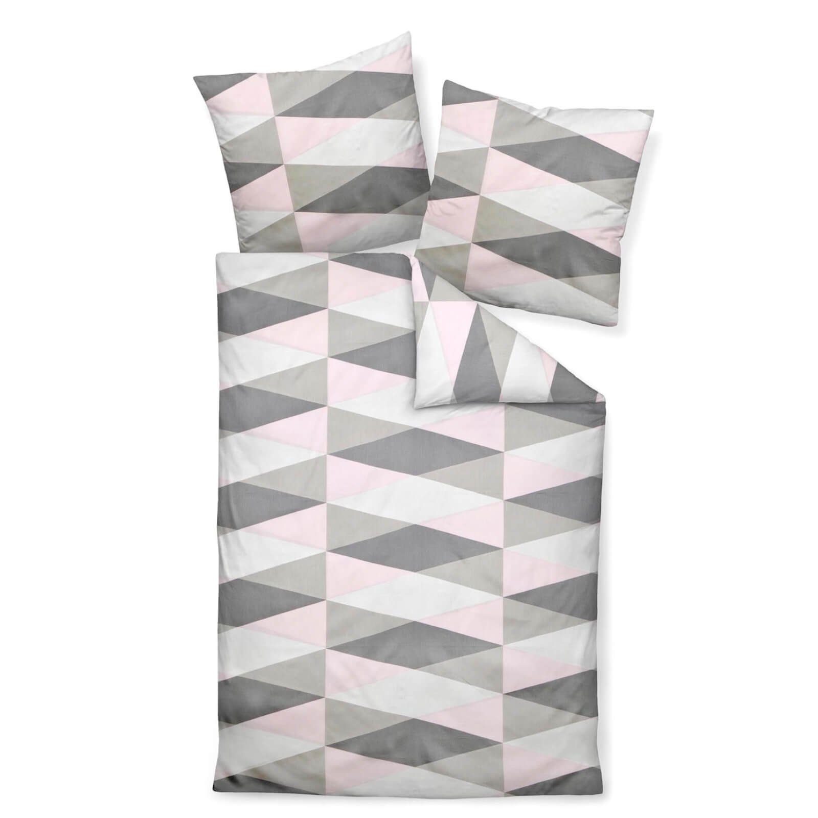 Janine Bettwäsche J.D. 87014 01 Rosa Taupe Grau, Mako-Satin, 2 teilig, Raut günstig online kaufen