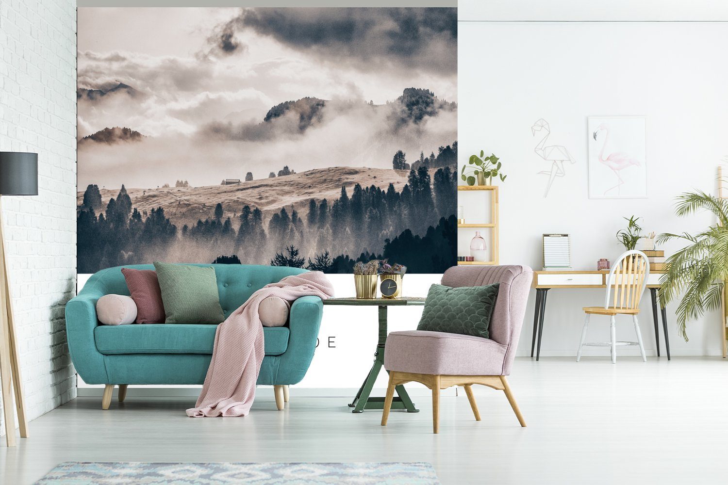MuchoWow Fototapete Italien Schlafzimmer, Wohnzimmer - oder St), bedruckt, für Wandtapete (5 Nebel Matt, Tapete - Vinyl Landschaft