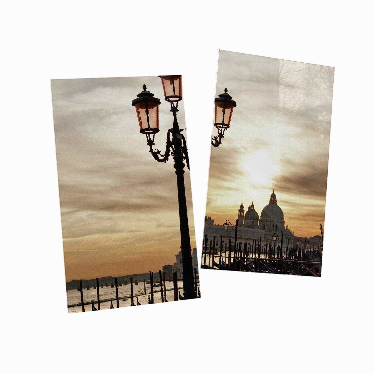 2 Sonnenuntergang, Venedig (Glasplatte, Wallario Lagune tlg., inkl. Herd-Abdeckplatte verschiedene Noppen), Größen - bei ESG-Sicherheitsglas, 5mm