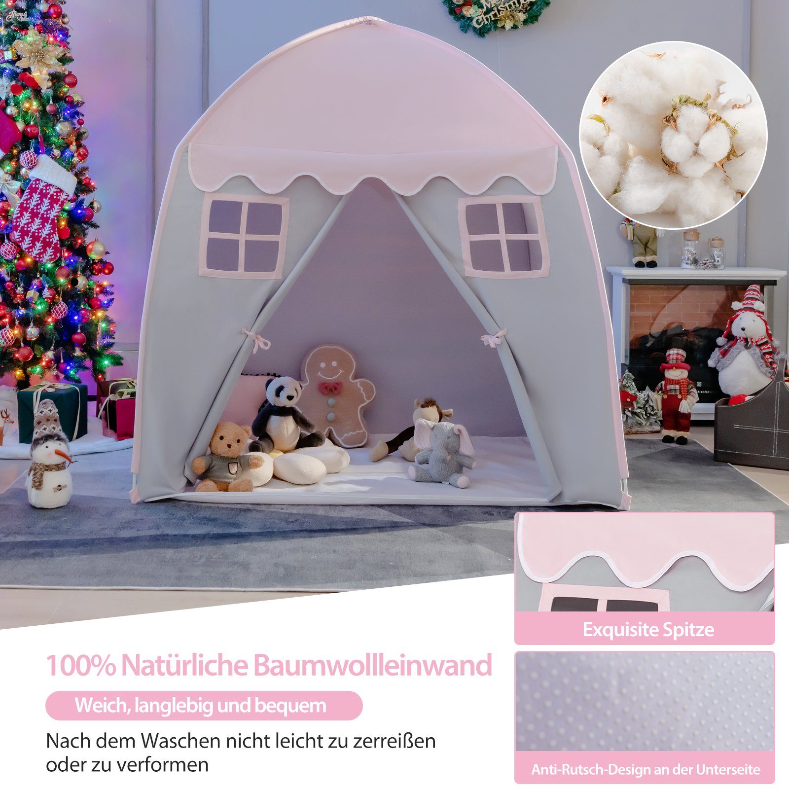 COSTWAY Spielzelt Kinderspielhaus 143 x 100 x 155 cm günstig online kaufen