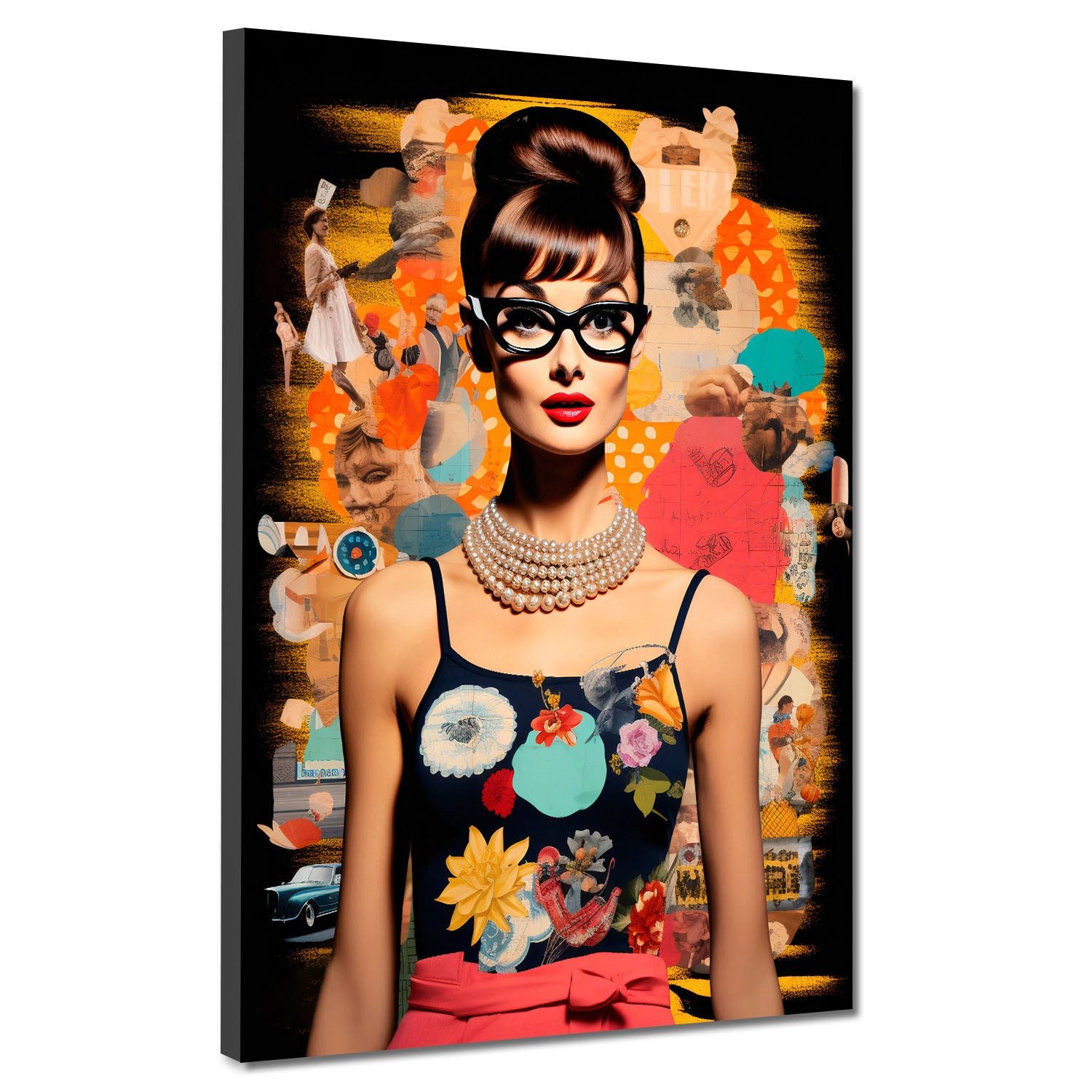 Artedinoi Leinwandbild Cool Audrey abstrakt Pop Art Leinwandbild Wandbild Kunstdruck XL Deko