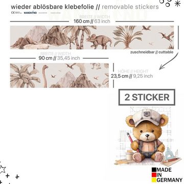 WANDKIND Wandtattoo Aufkleber für IKEA KURA Kinderbett Dinosaurier (Ohne Möbel) IKB512, wieder ablösbar