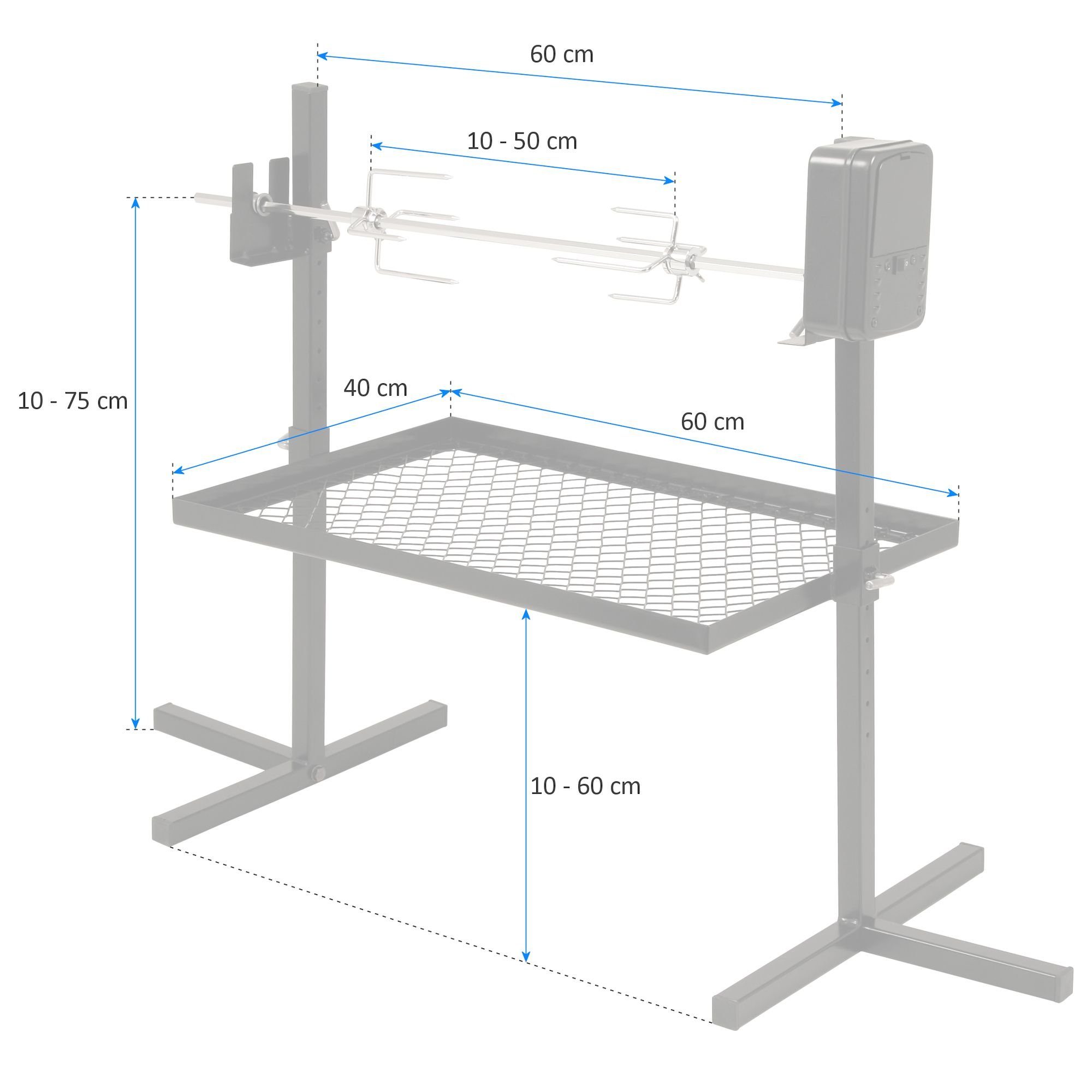 BBQ-Toro Lagerfeuer-Grillspieß BBQ-Toro mobiles Grillspieß Set 70 cm für Lagerfeuer, Camping