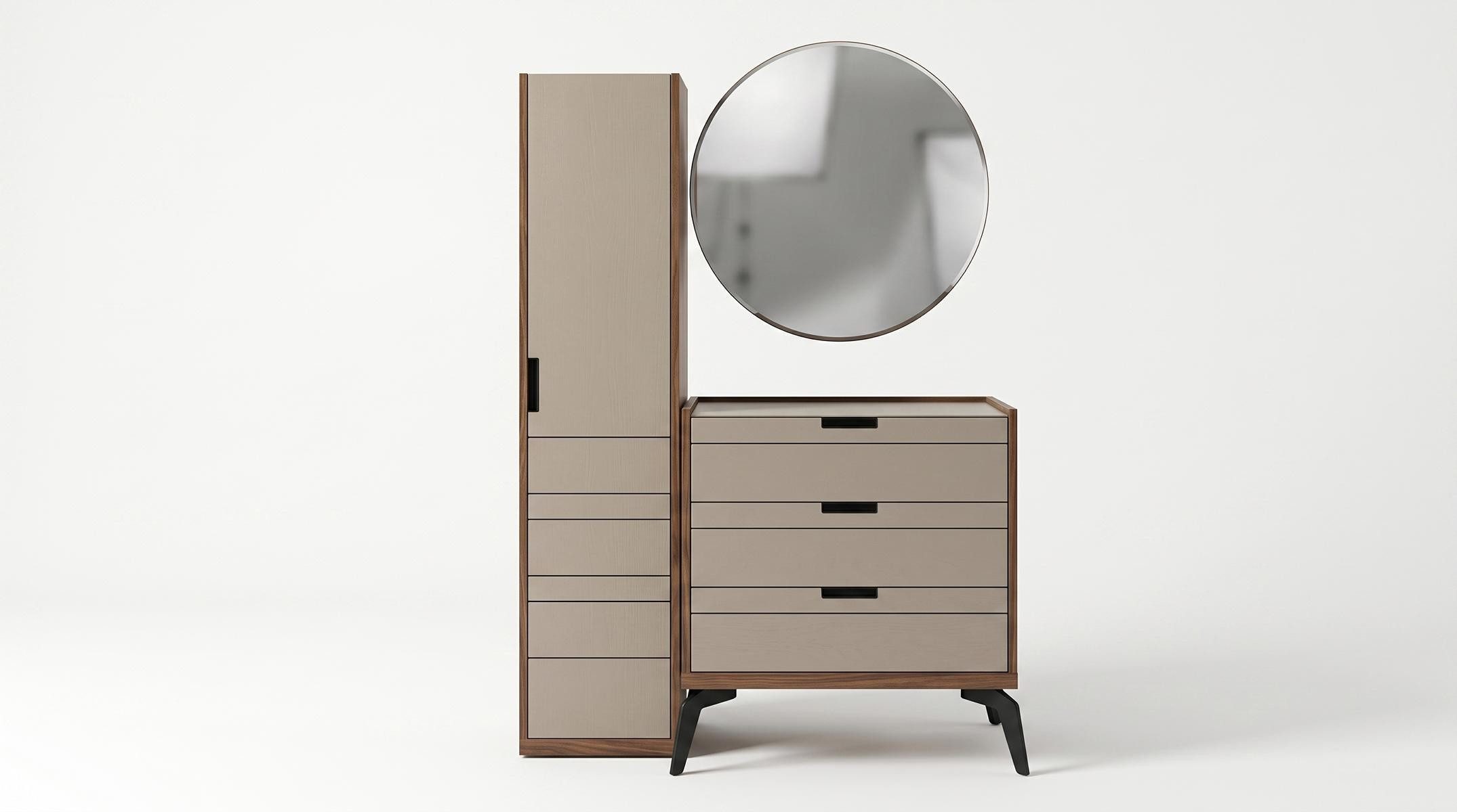 JVmoebel Schminktisch Modern Kommode mit Spiegel Weiß Holz Design Luxus Eleganz bequem, Made in Europa