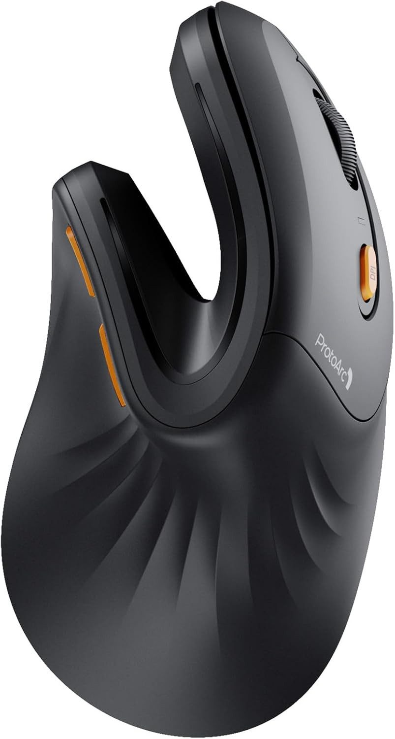 ProtoArc EM11 NL Ergonomische Vertikale Maus, Bluetooth & 2,4 GHz, 2400 DPI ergonomische Maus (Bluetooth, Funk, 3 Geräte USB-C Akku leise Haupttasten)