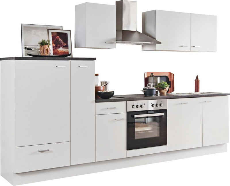 Menke Küchen Küchenzeile »White Classic«, Küchenzeile mit E-Geräten, Breite 300 cm