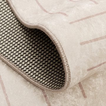 Teppich Waschbare Teppiche Wohnzimmer Waschbar in der Waschmaschine Anti Slip, Mynes Home, Geometrisch Beige Modern