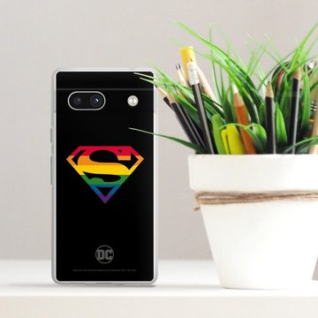 DeinDesign Handyhülle Superman Regenbogen Offizielles Lizenzprodukt, Google Pixel 7a Silikon Hülle Bumper Case Handy Schutzhülle