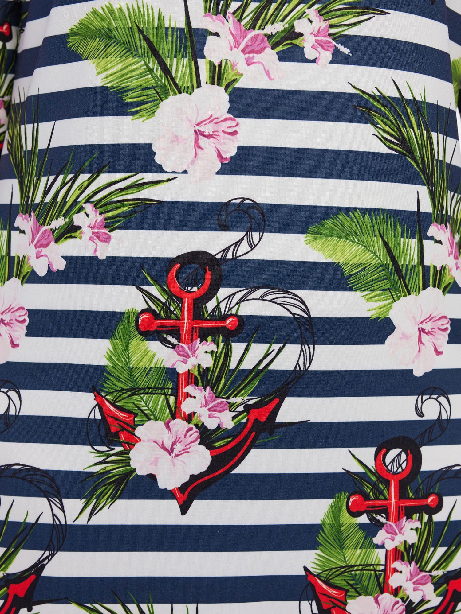 Belli Beaux Nachthemd Sleepwear Streifen Blumenprint und elastisch mit