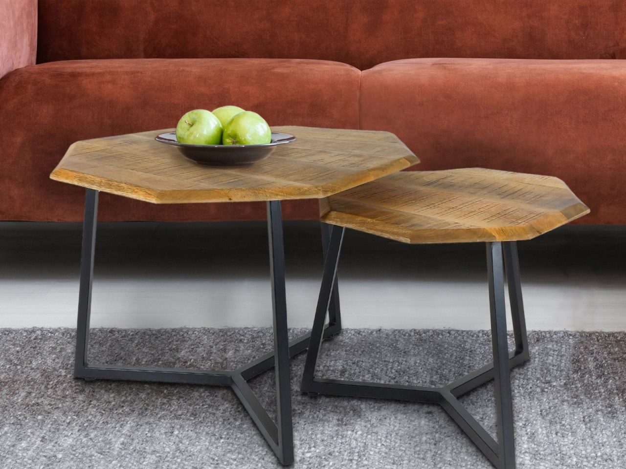 soma Couchtisch Couchtisch 2er Set achteckig Beistelltisch Satztisch Las Vegas Metall, Dekoartikel Geschenke Deko