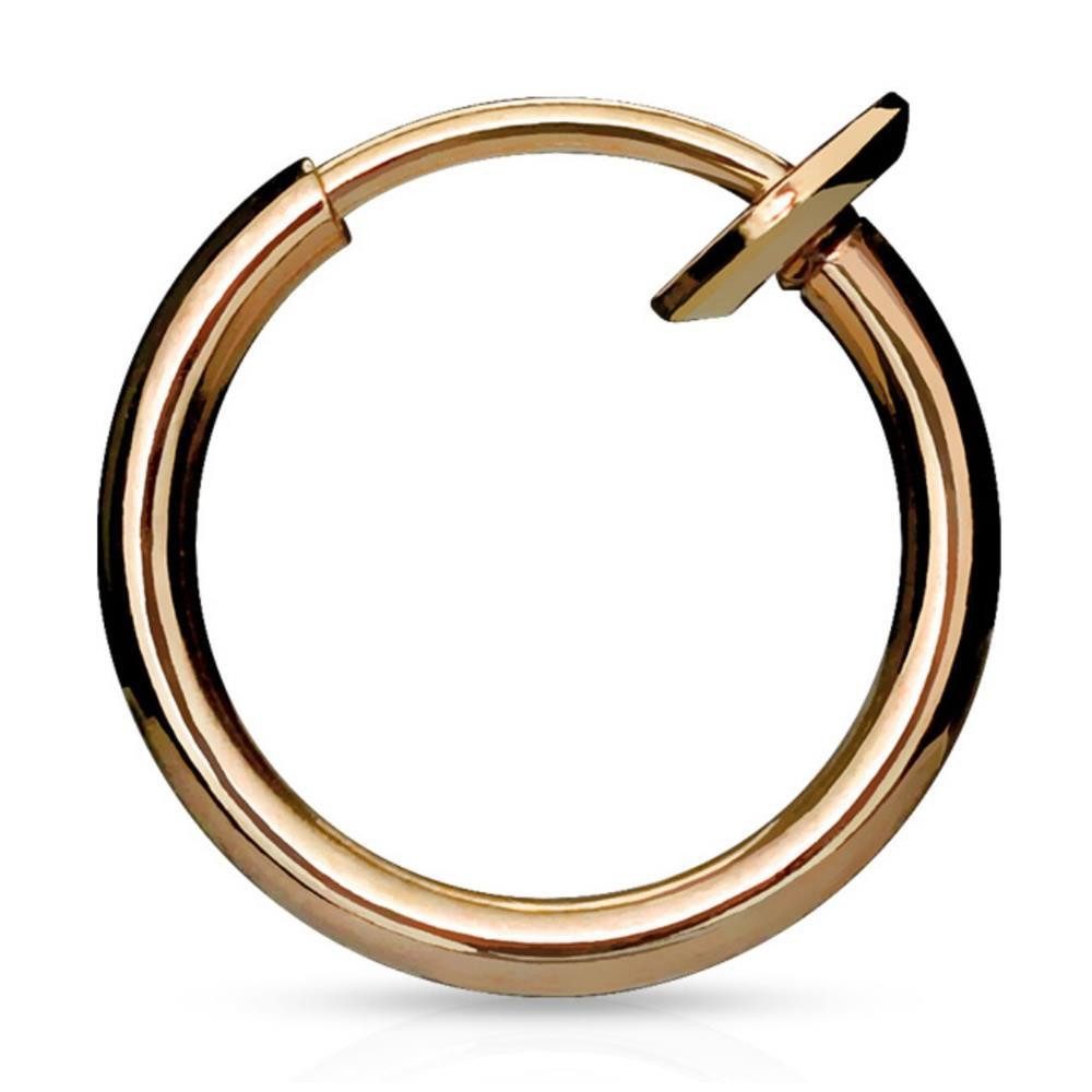 Fake-Ear-Plug-Set Rosegold - Fake Piercing Ring Springverschluss Silber Edelstahl Unisex