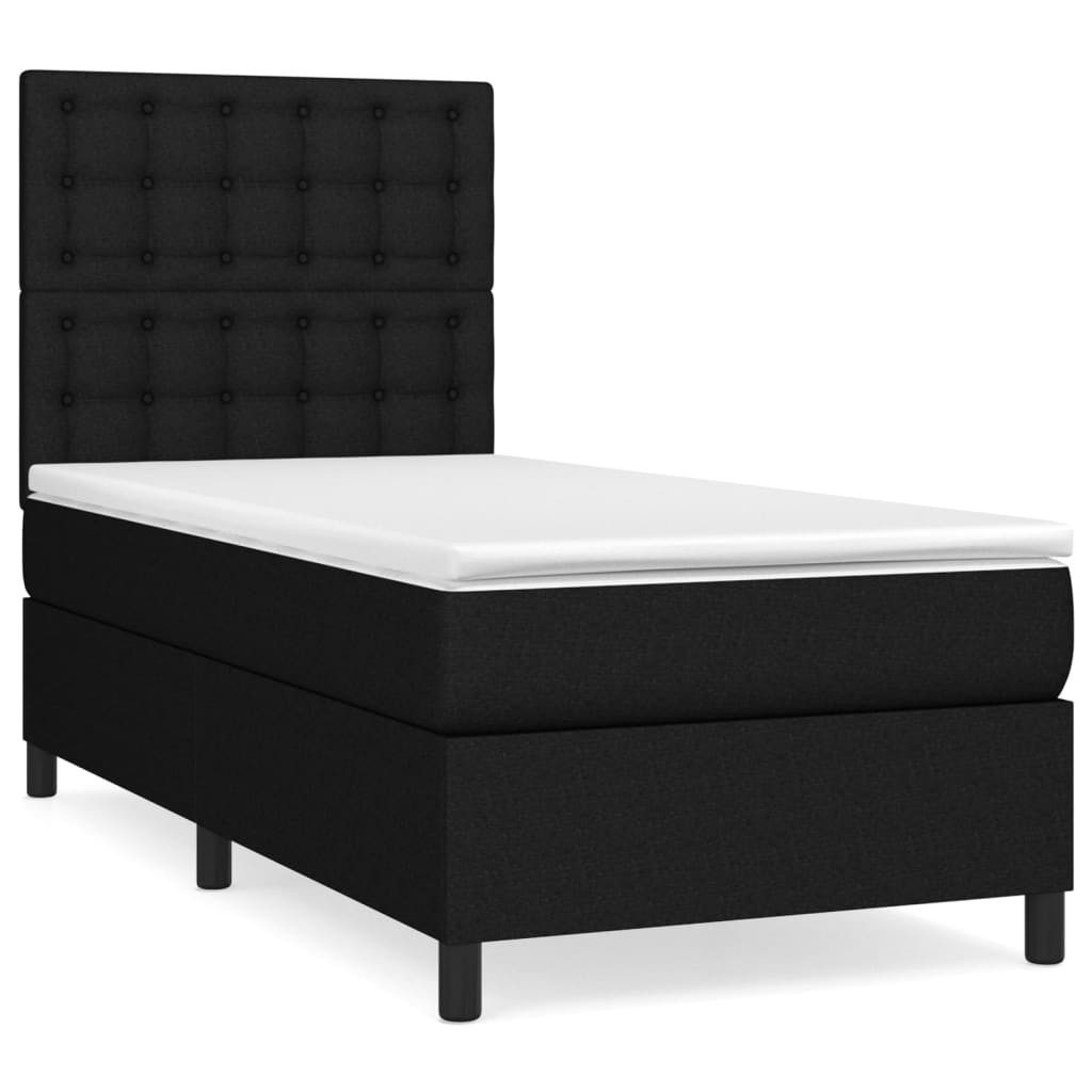 vidaXL Boxspringbett Boxspringbett mit Matratze Schwarz 100x200 cm Stoff Be günstig online kaufen