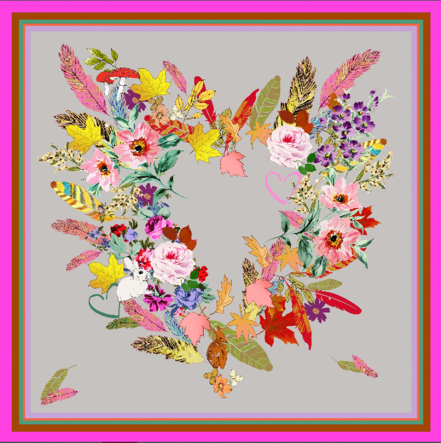 MayTree Seidentuch Seidentuch Premium Twill-Seide mit handrolliert 64x64cm, lila pink, (Stück), 100% Seide