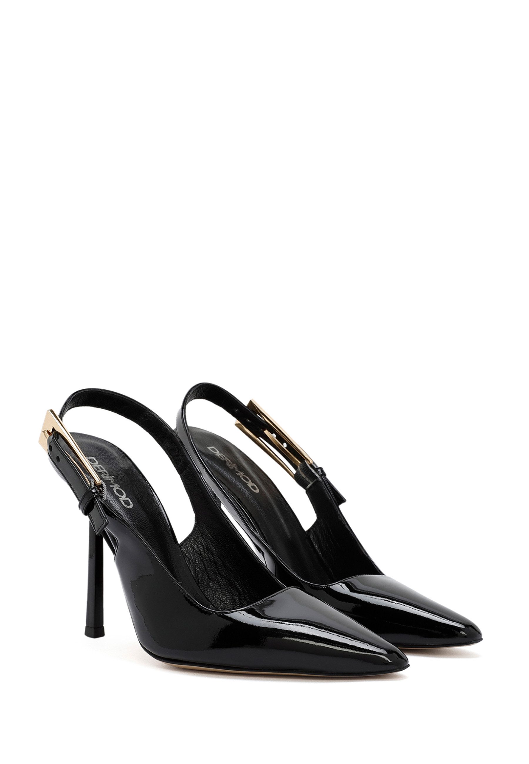 Derimod High Heels aus Lackleder Pumps Klettverschluss, Lederfutter, Absatz 8 cm