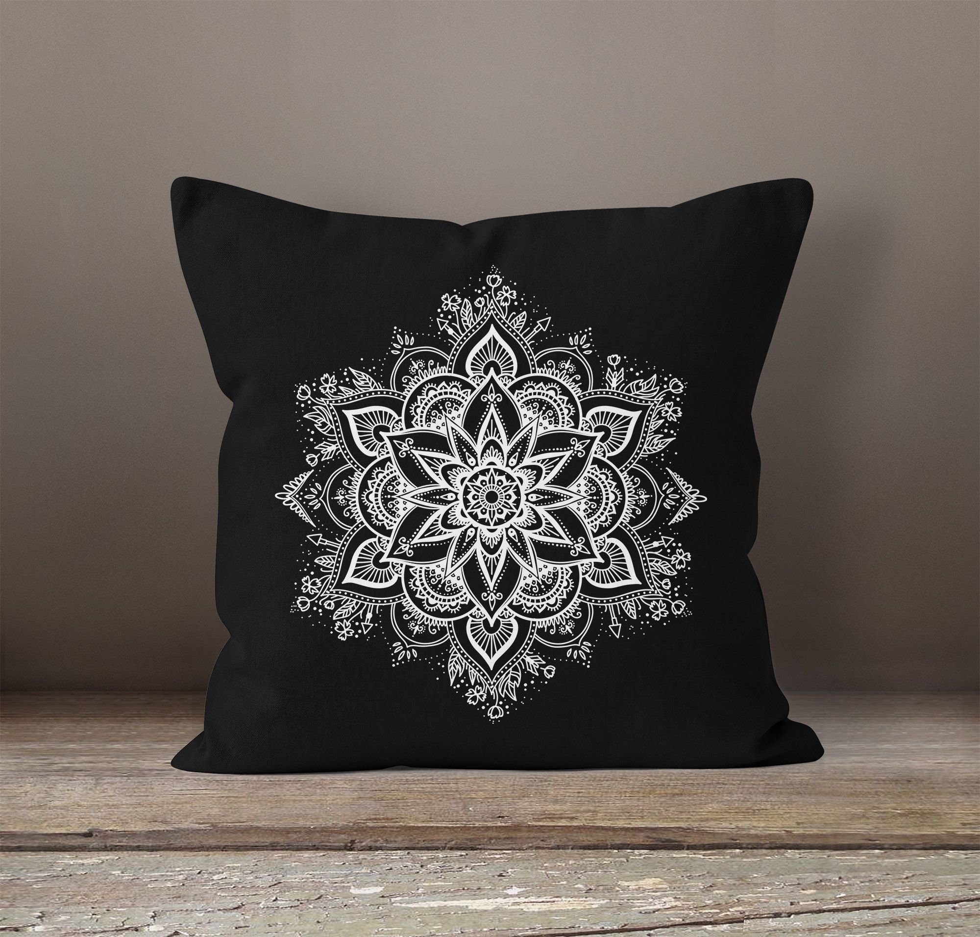 Deko-Kissen Dekokissen Mandala Kissenbezug Autiga Ornament Bohemian Autiga® Ethno schwarz Boho Kissen-Hülle