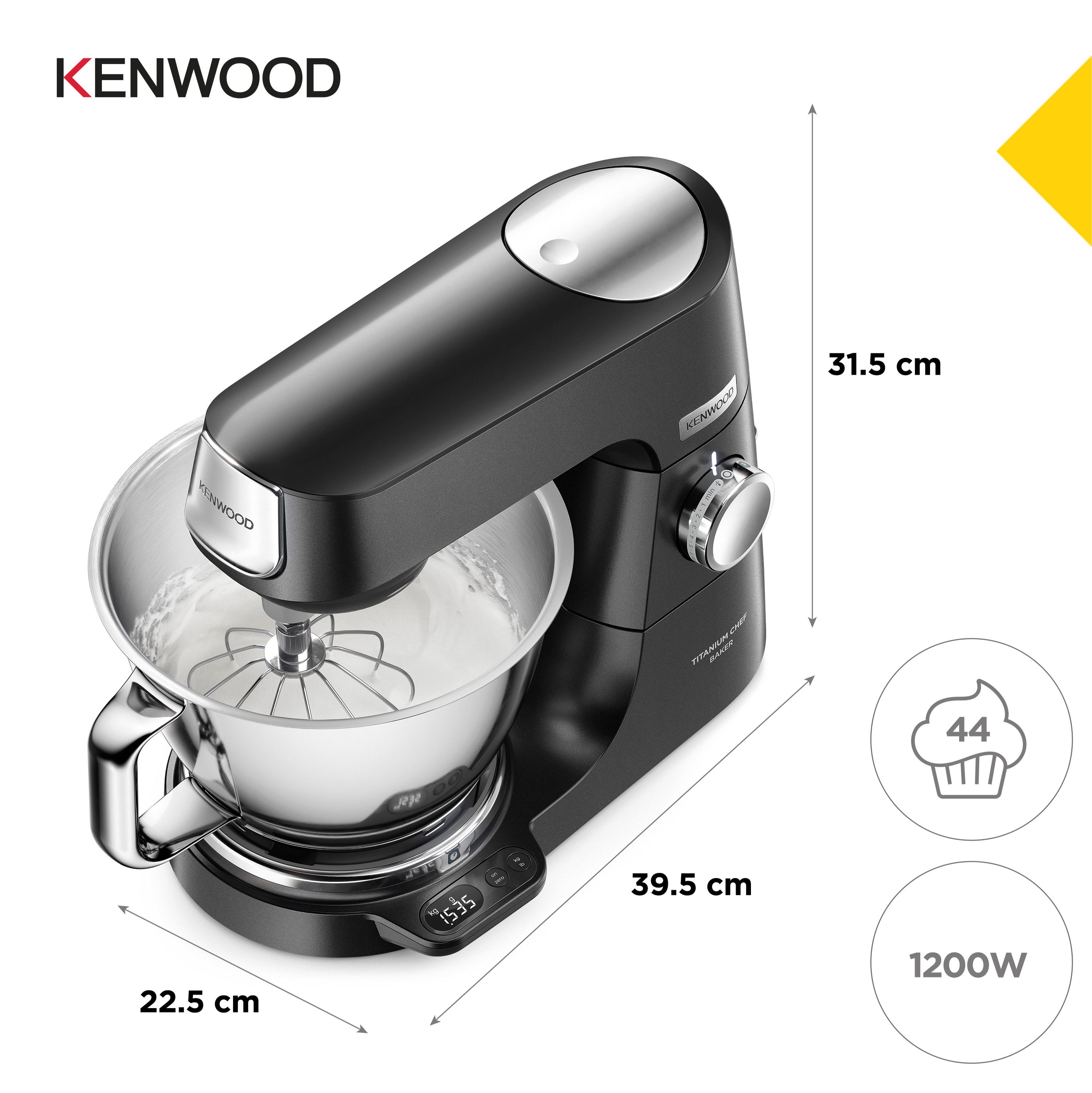 KENWOOD Küchenmaschine Titanium Chef Baker KVC85.004BK EasyWeigh™-Waage, 1200W, schwarz, 1200 W, 5 l Schüssel, 3-teiliges Patisserie-Set,Flexi-Element, 3,5l & 5 – Bild 5 von 5
