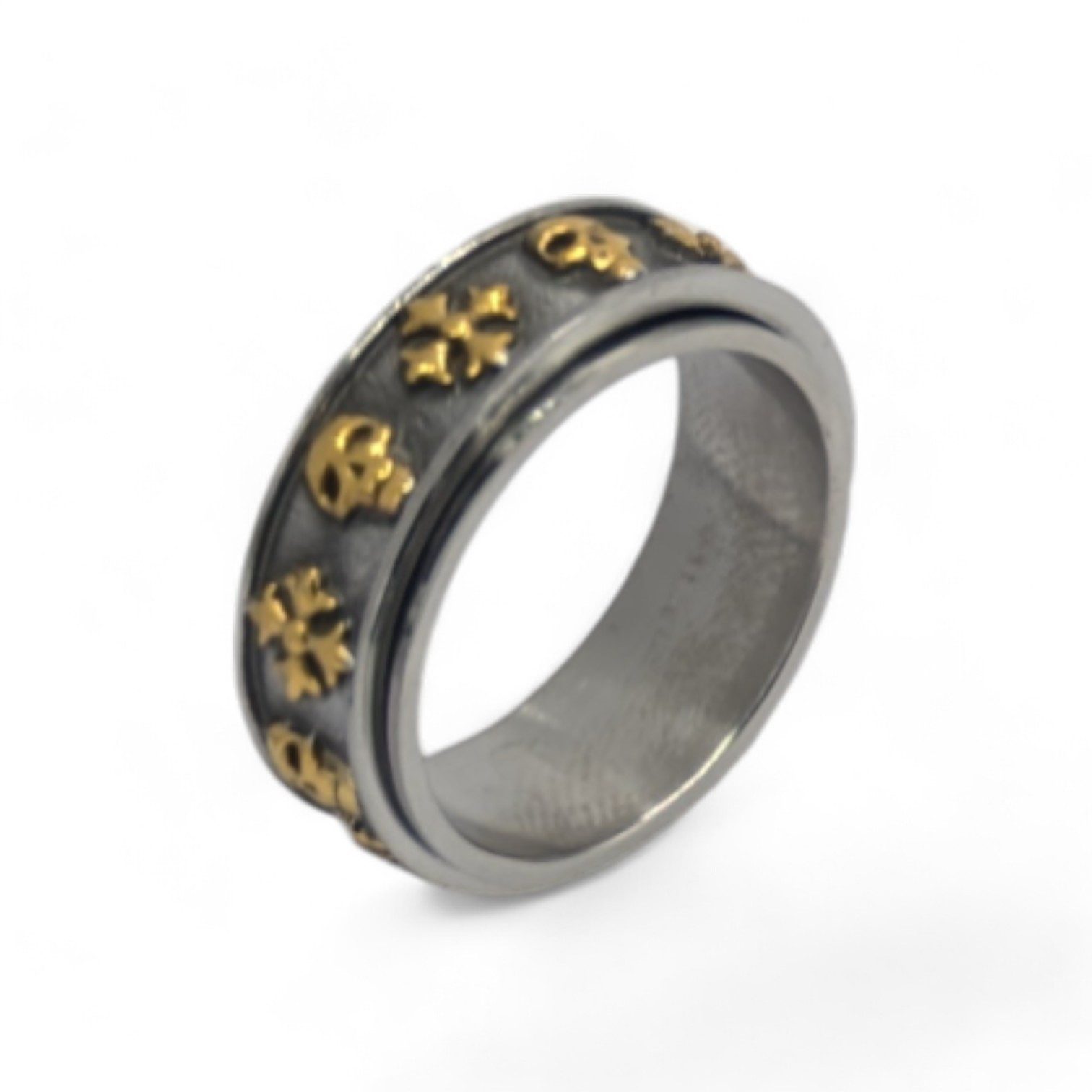 Fingerring Anti Stress Anxiety Ring Gothic Totenkopf Kreuz Schmuck