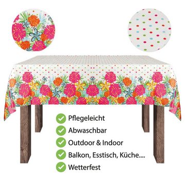 Bestlivings Gartentischdecke Abwaschbar (Pack 8-tlg), Tischdecke 138x220cm, Wasserabweisend - Tischdekoration für Party, Geburtstag, Garten - Einwegtischdecke