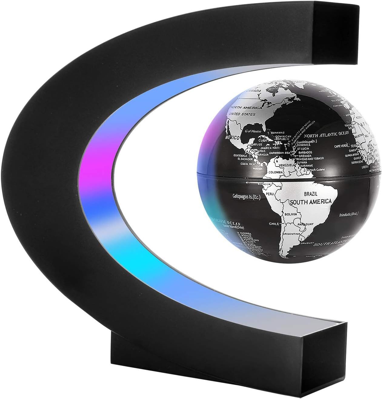 RWEUOQ Globus Magnetische Schwebender Globus mit LED-Lichtern, (Rotierende Erde Globus Kugel, Wohnkultur Büro Dekoration, 1-tlg), Geografie Bildungs Kinderspielzeug Geschenk