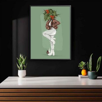 DOTCOMCANVAS® Leinwandbild Green Flower Head, Leinwandbild Green Flower Head grün Wandbild Kunstdruck