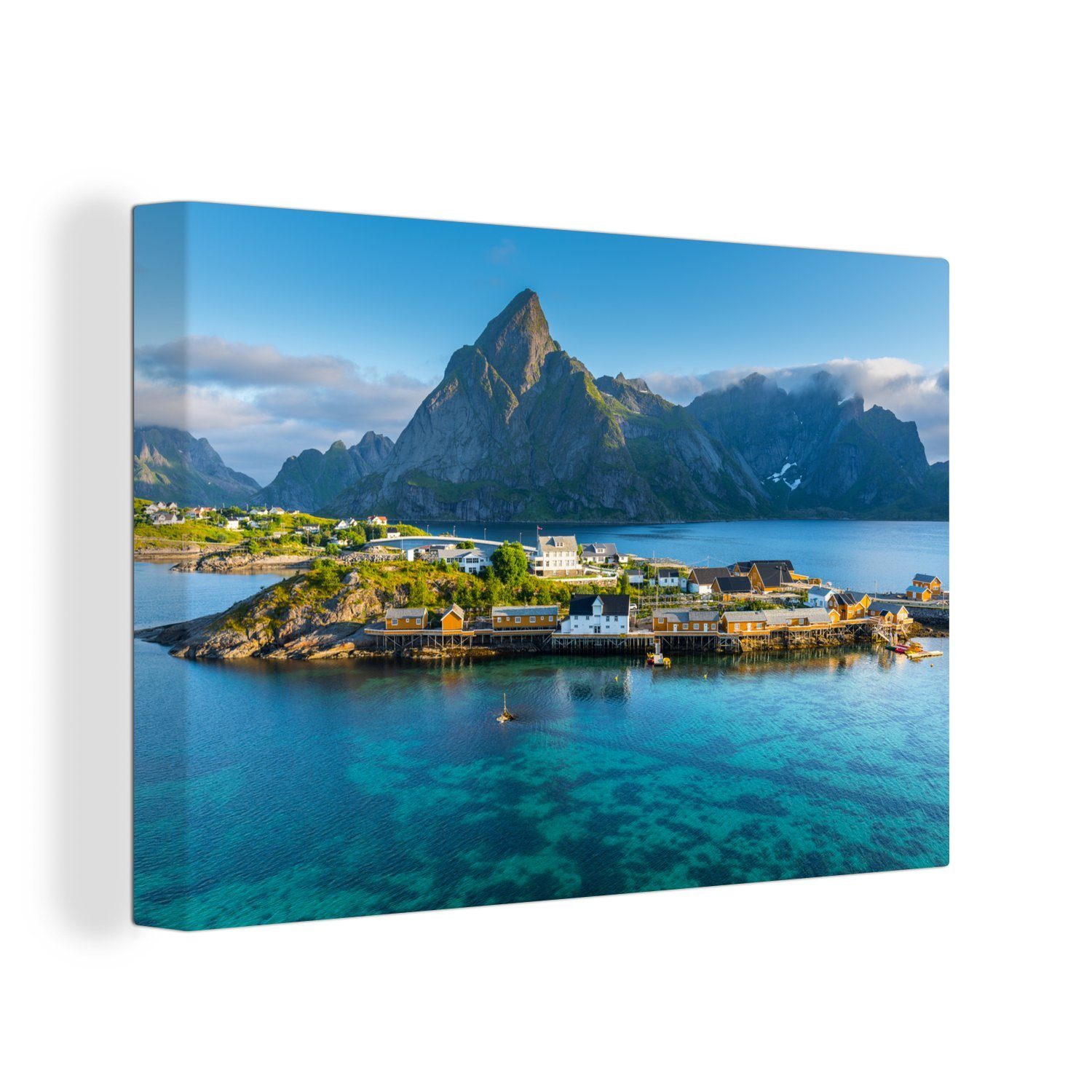 OneMillionCanvasses® Leinwandbild Lofoten bei Tageslicht, Norwegen, (1 St), Wandbild Leinwandbilder, Aufhängefertig, Wanddeko, 30x20 cm