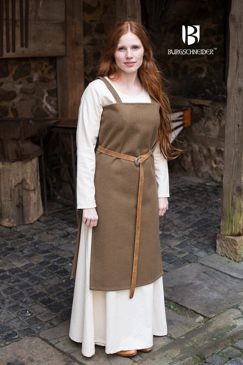 Burgschneider Ritter-Kostüm Wikinger Kleid Typ Trägerkleid Jodis Wolle Herbstgrün XXL