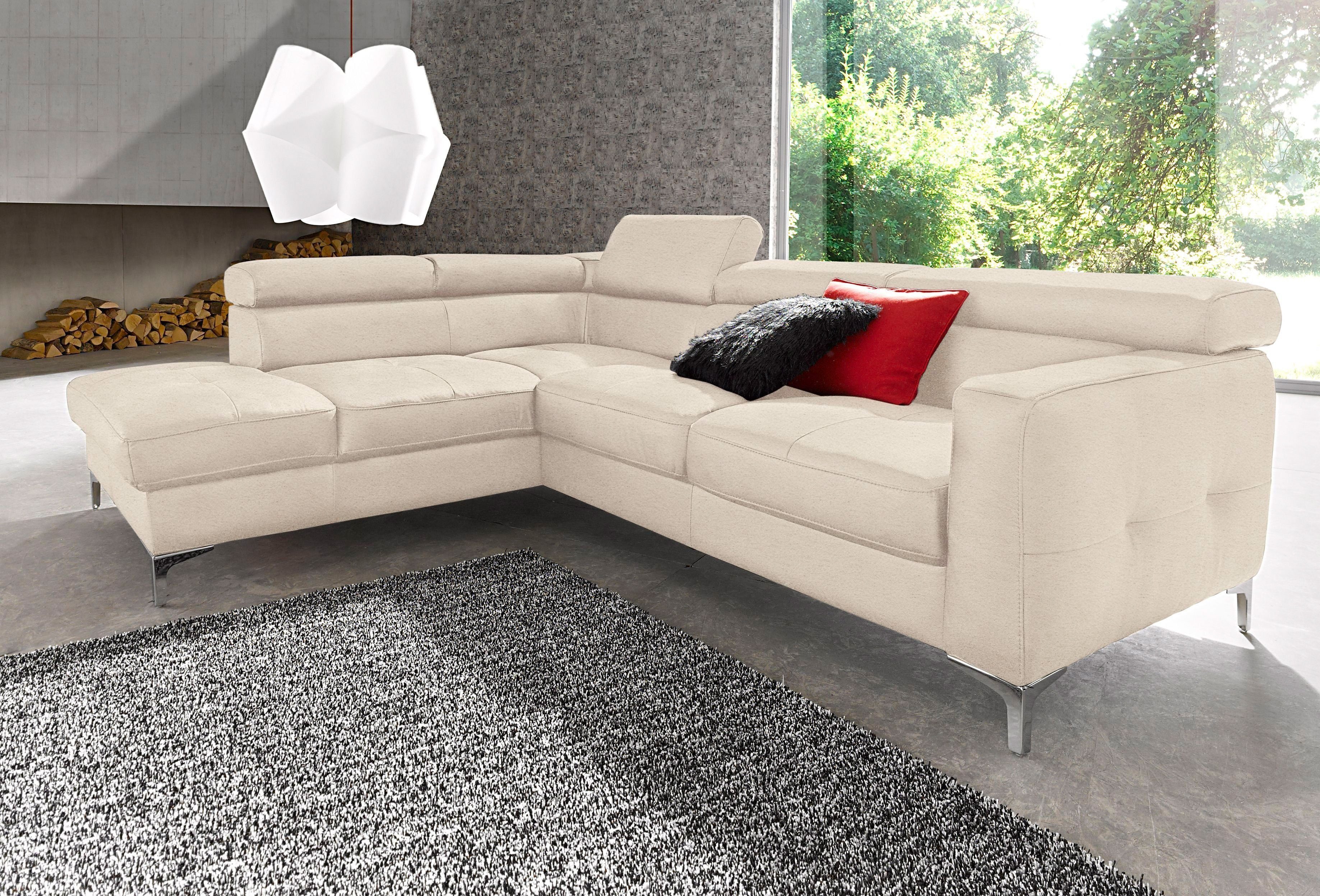 COTTA Polstergarnitur Sammy L-Form, (Set), Set bestehend aus: Ecksofa mit Kopfteilverstellung & Hocker