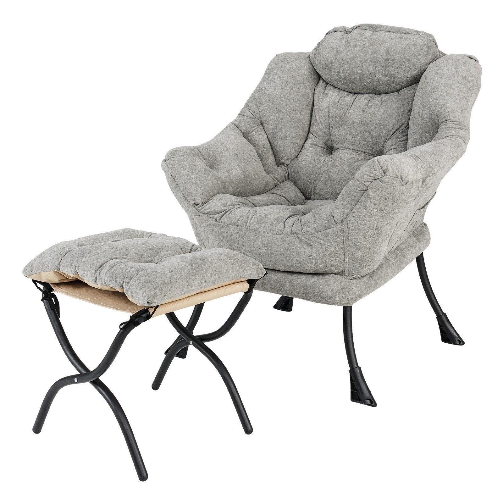 KOMFOTTEU Relaxsessel, Loungesessel mit faltendem Ottoman & Seitentasche & günstig online kaufen