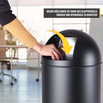 Jago Mülleimer Push Mülleimer - mit Deckel, 50L, Edelstahl, Küche, Büro, Bad, Schwarz