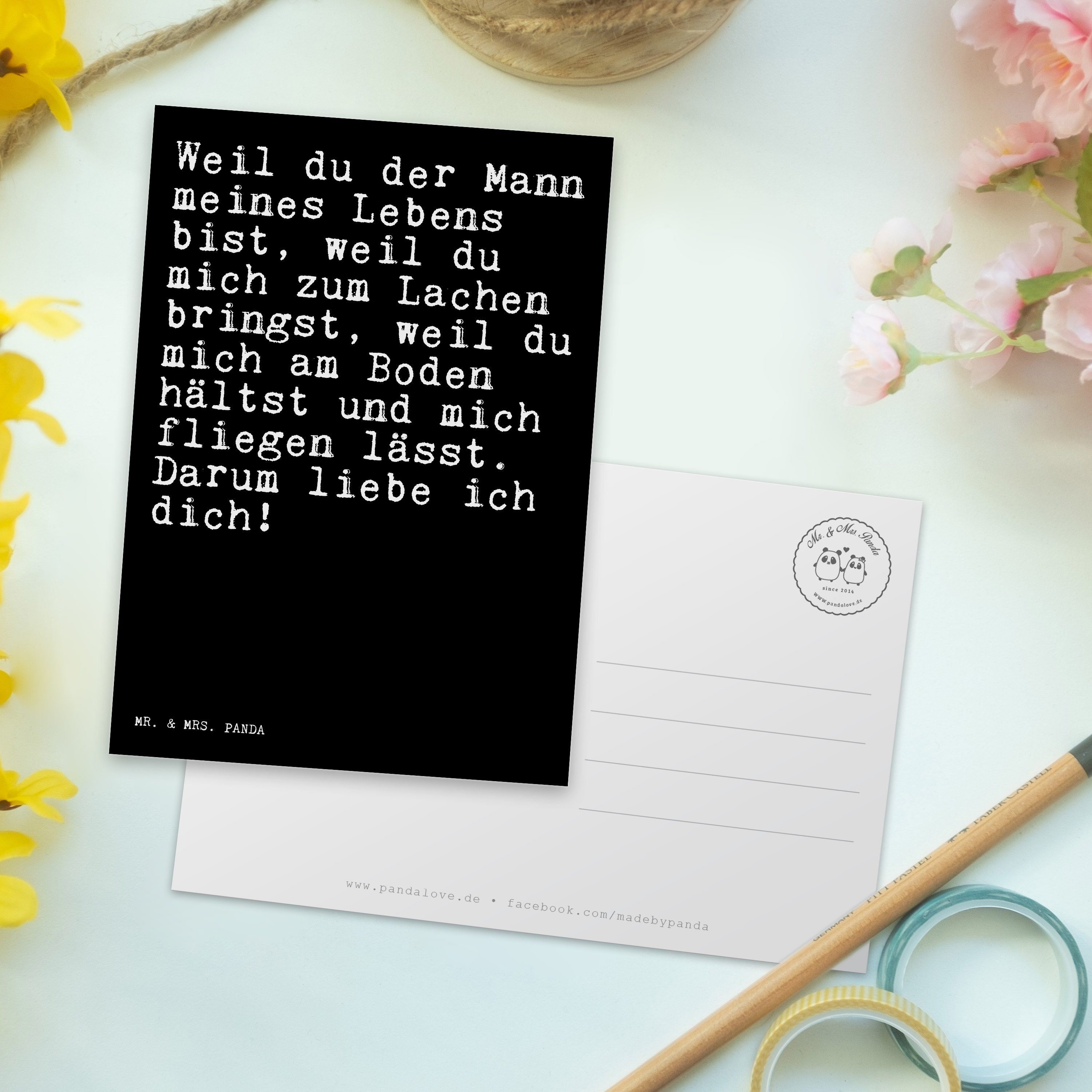 Mr. & Mrs. Panda Postkarte Mann... Sprüche, - Spruch, Geschenk, du Schwarz Geschenkka Weil - der