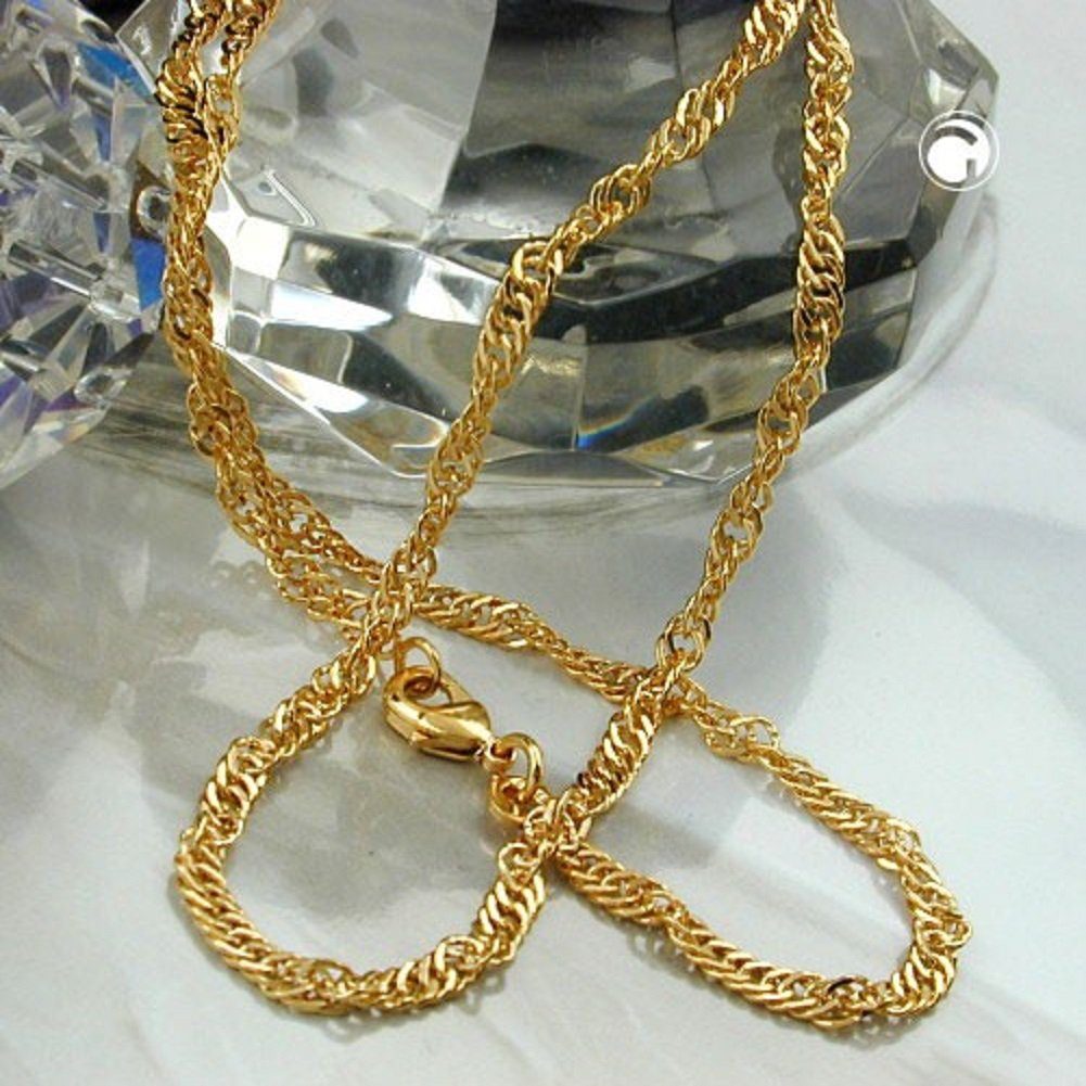 Kette diamantiert und vergoldet Modeschmuck cm Collier Halskette 50 Kette Länge unbespielt Schmuckbox, für ohne inklusive Damen Anhänger Singapurkette Herren Damen