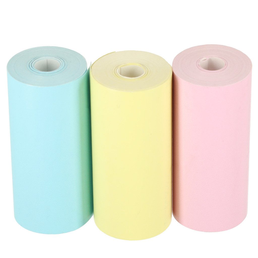 Ikonka Thermopapier Papierrollen Nachfüllrollen Mini-Drucker, (3er-Set, 5,7 x 300 cm, Thermopapier, farbig)