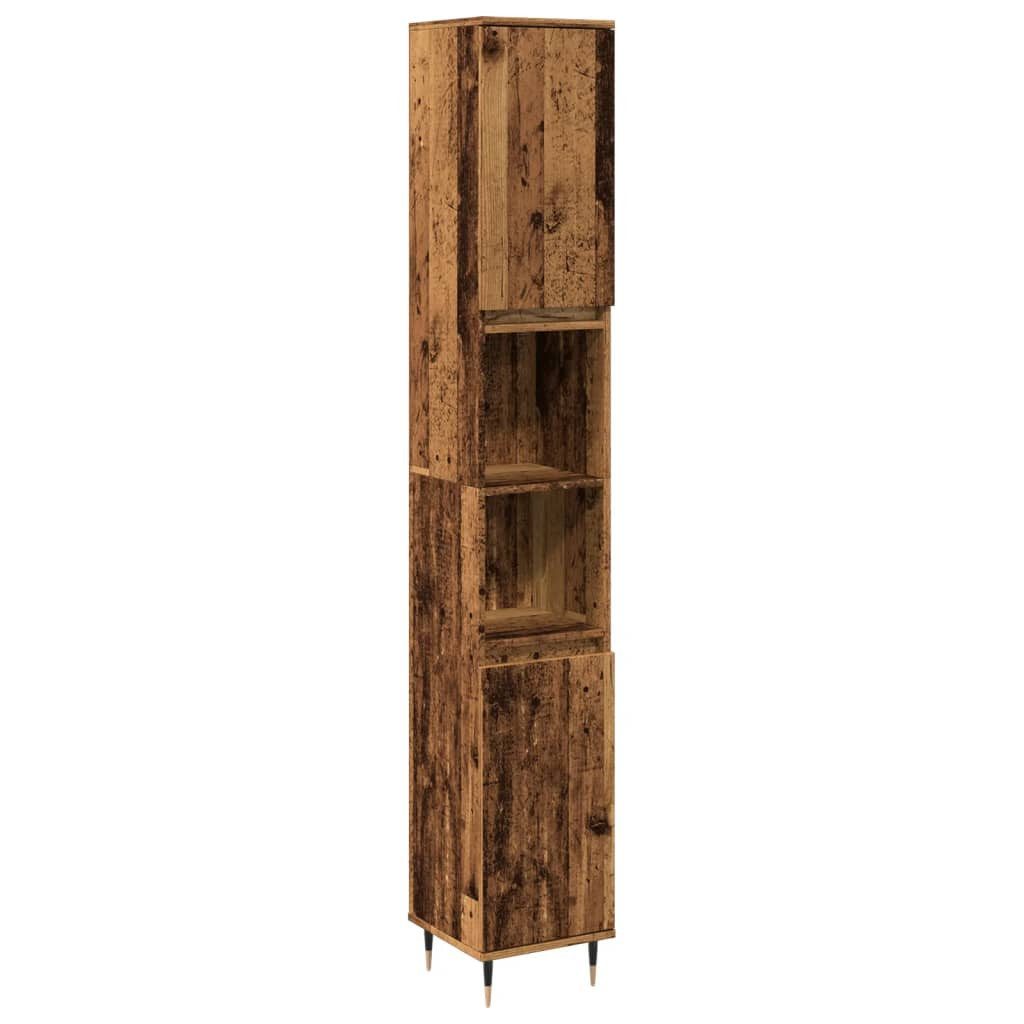 vidaXL Badezimmer-Set Badschrank Altholz-Optik 30x30x190 cm Holzwerkstoff, (1-St)
