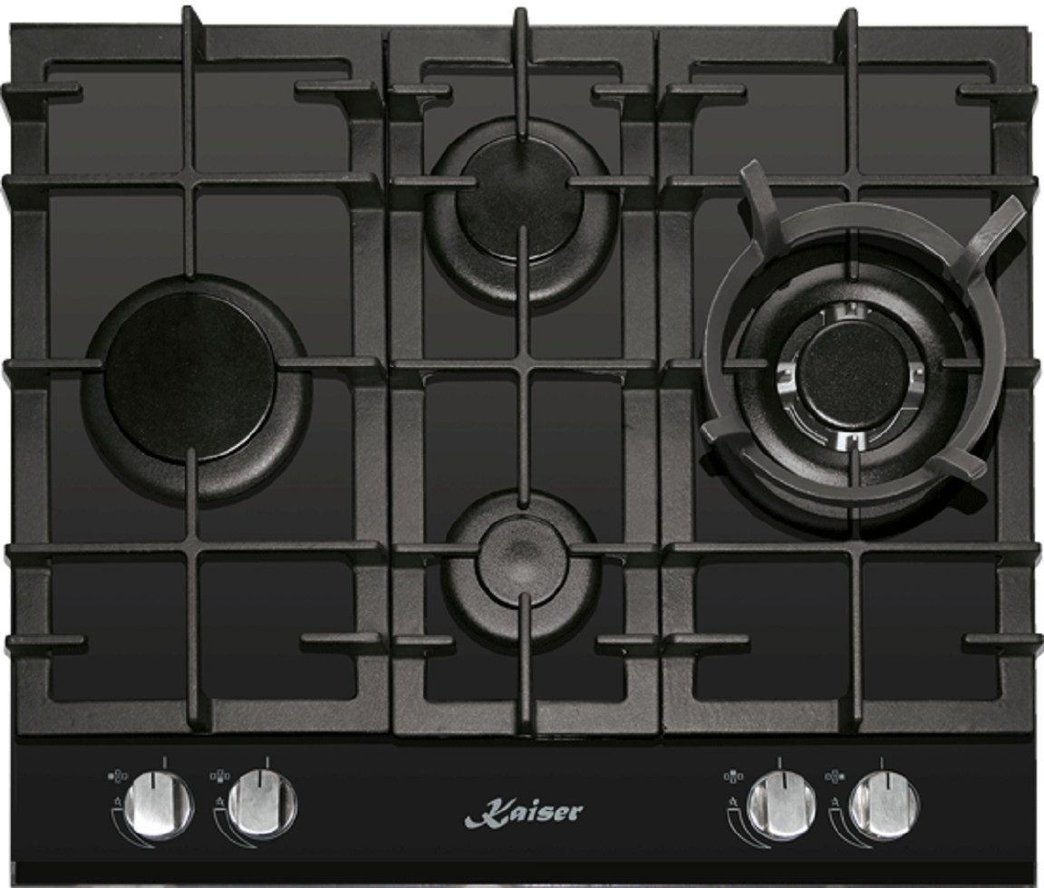 Kaiser Küchengeräte Gas-Kochfeld 60 cm 4 Brenner inkl. WOK-Brenner 3,8 KW KCG 6394 Turbo Romb
