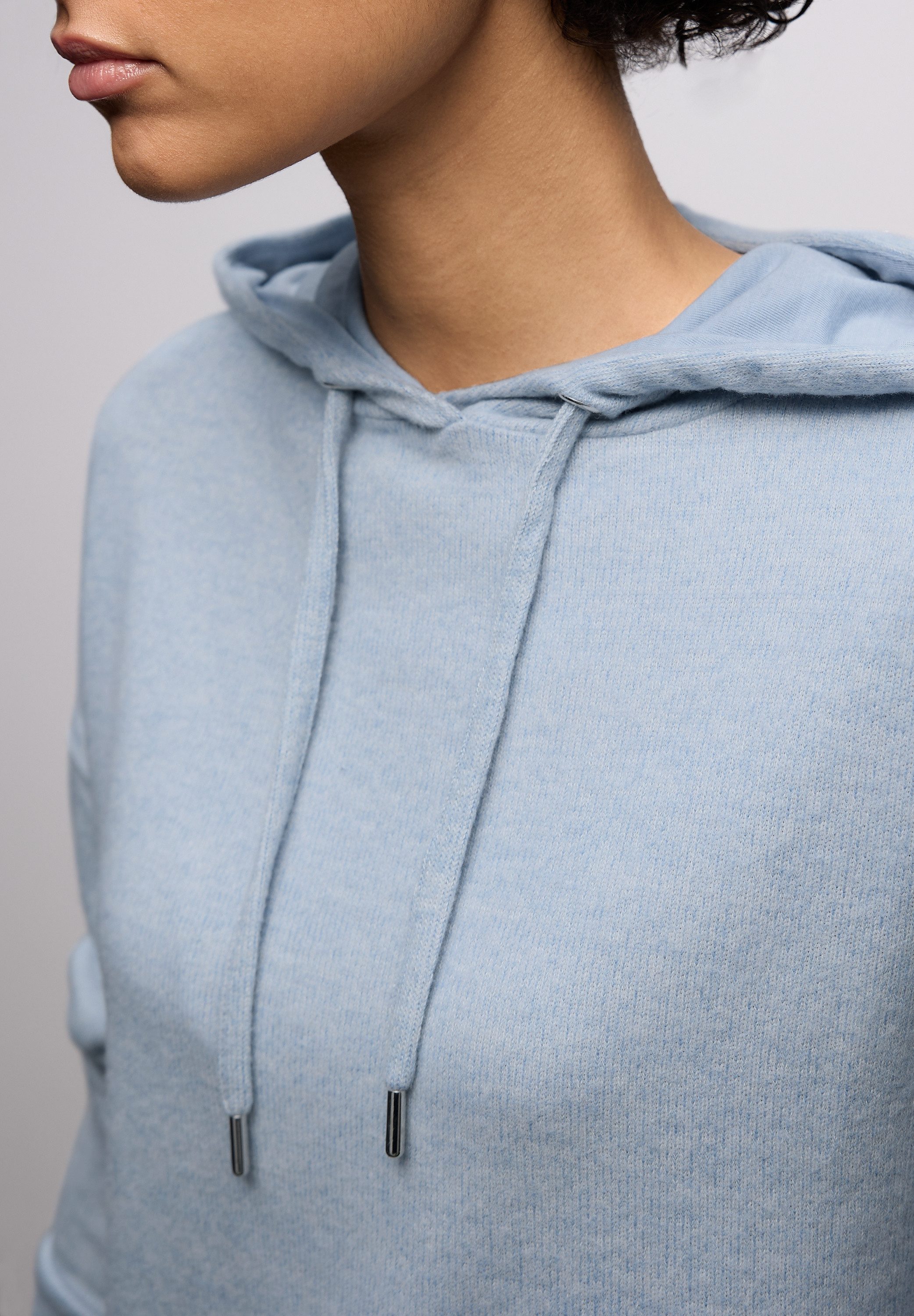 STREET ONE Kapuzenpullover mit Kapuze mit Tunnelzug und im Melange-Look