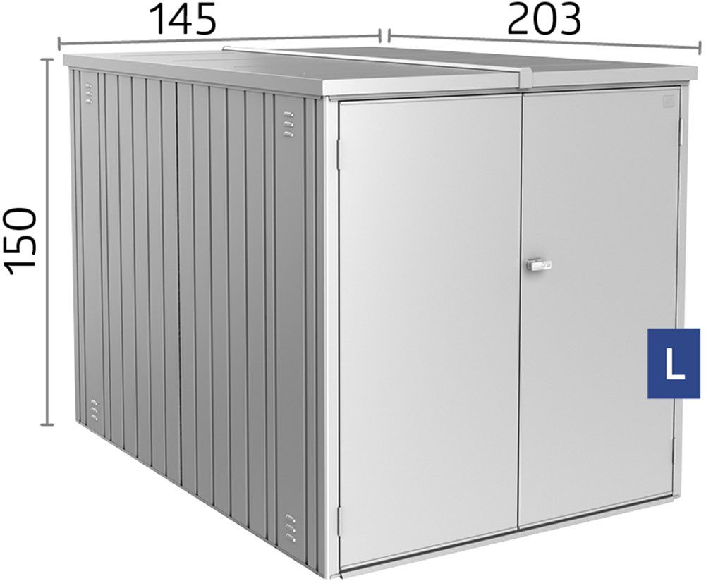 Biohort Bicycle Box MiniGarage Size L quartz grey metallic, Secure bicycle garage with practical details