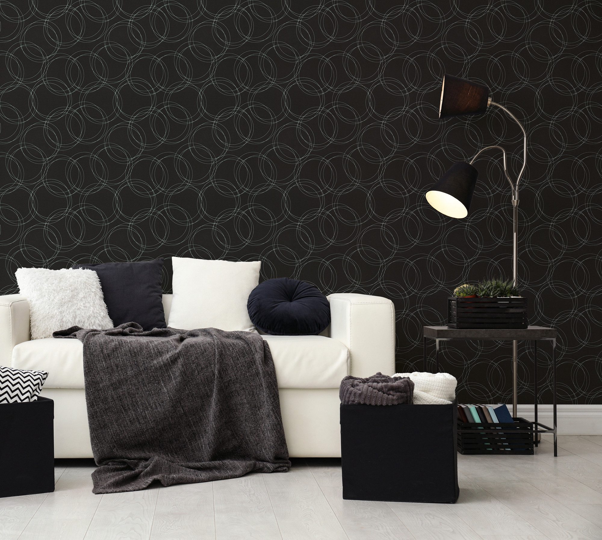 A.S. Création Vliestapete Attractive 3 Kreise, aufgeschäumt, Mit Punkten, Metallic, leichter Glanz, fein strukturiert