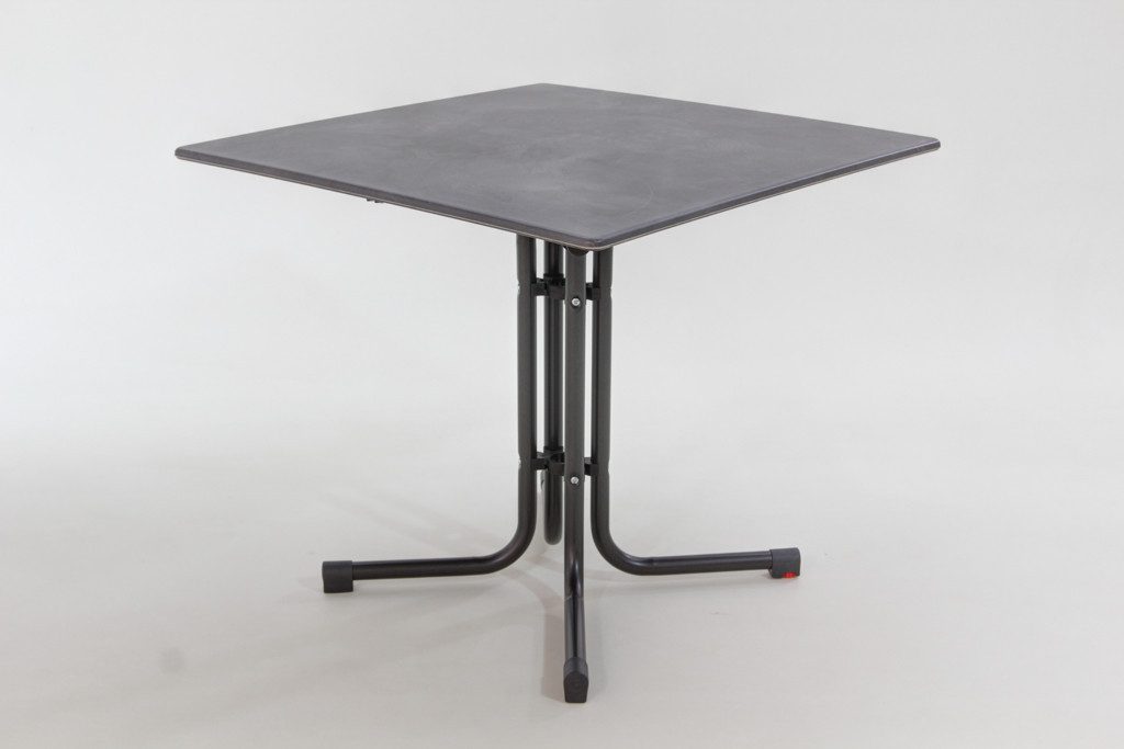 Fritz Müller Metallwarenfabrik GmbH Gartentisch dark slate 80 x 80 cm Klapptisch Balkontisch wetterfest klappbar, klappbar mit HPL Platte