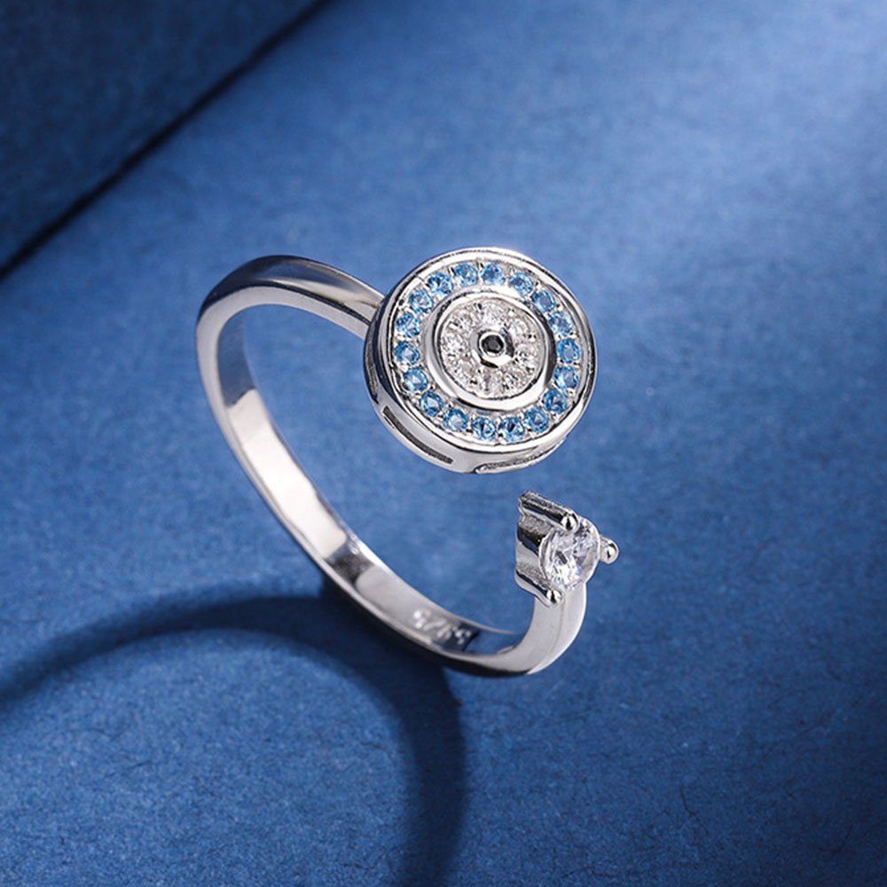 Damen Zirkonia Ring Angst Fingerring für Offene Spinner Stress Cubic Silber Haiaveng Anti 925 Ringe, Verstellbar Sterling