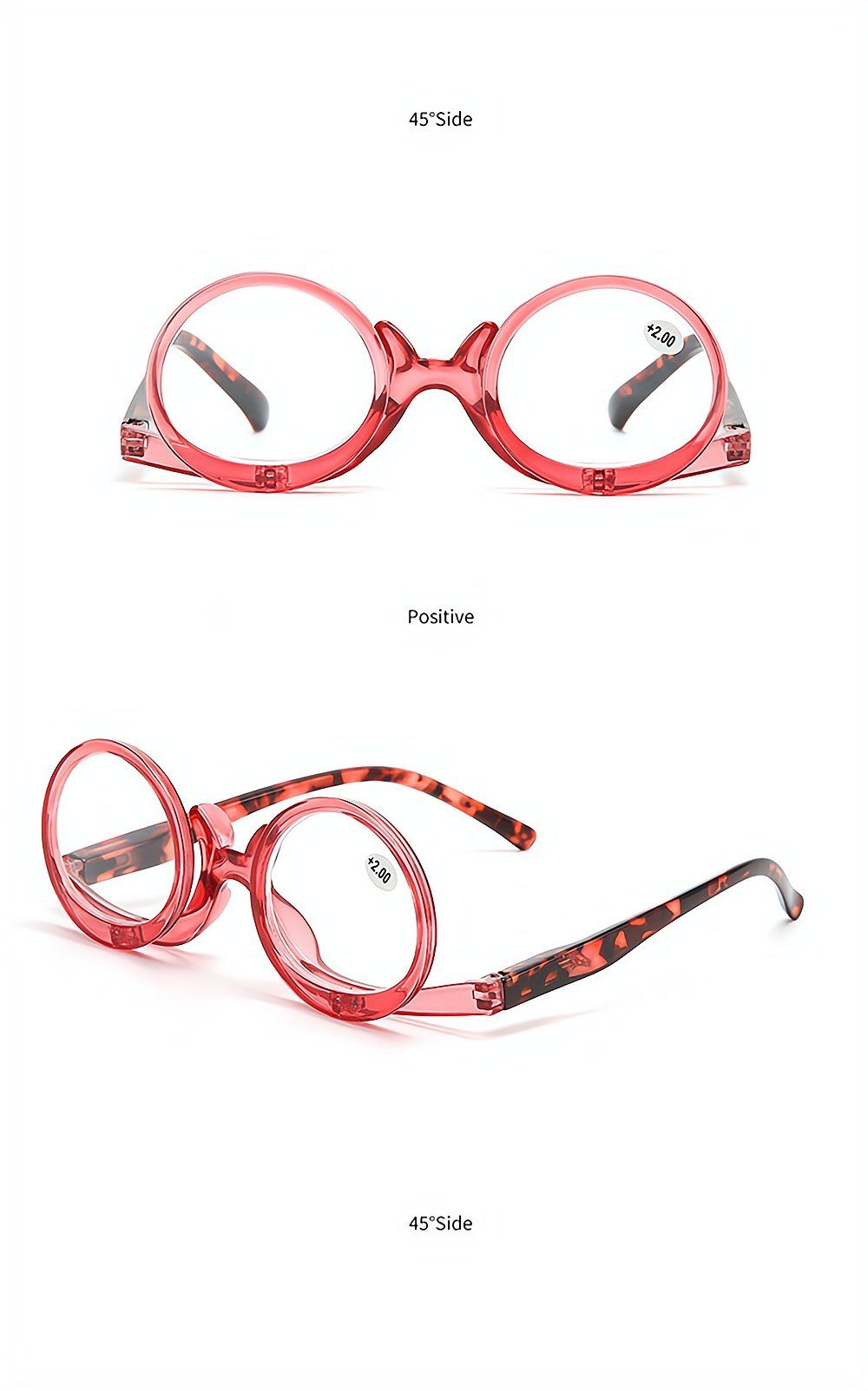 PACIEA Lesebrille Mode bedruckte presbyopische anti rosa Gläser blaue Rahmen