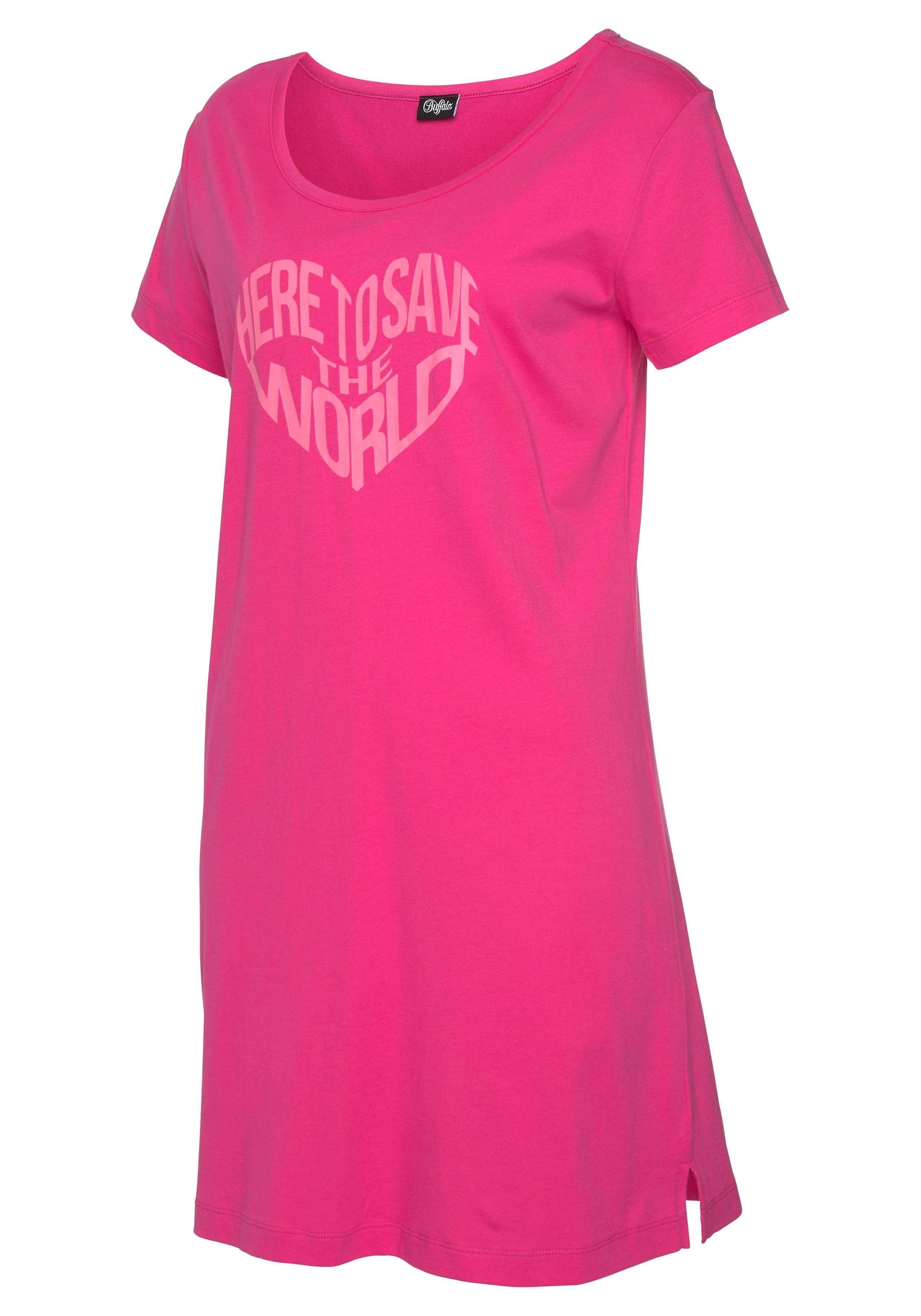 Buffalo Sleepshirt mit Statement Print pink-bedruckt