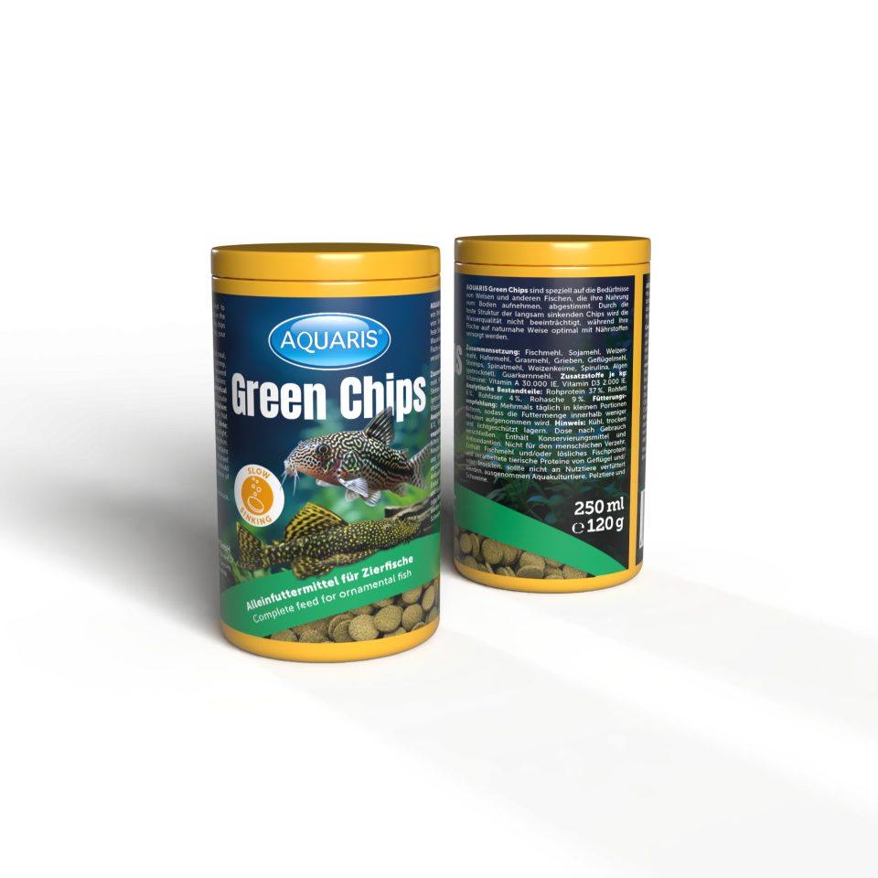Bellfor Aquarium Fischfutter für Welse - AQUARIS Green Chips - 120g / 250ml, für: Fische