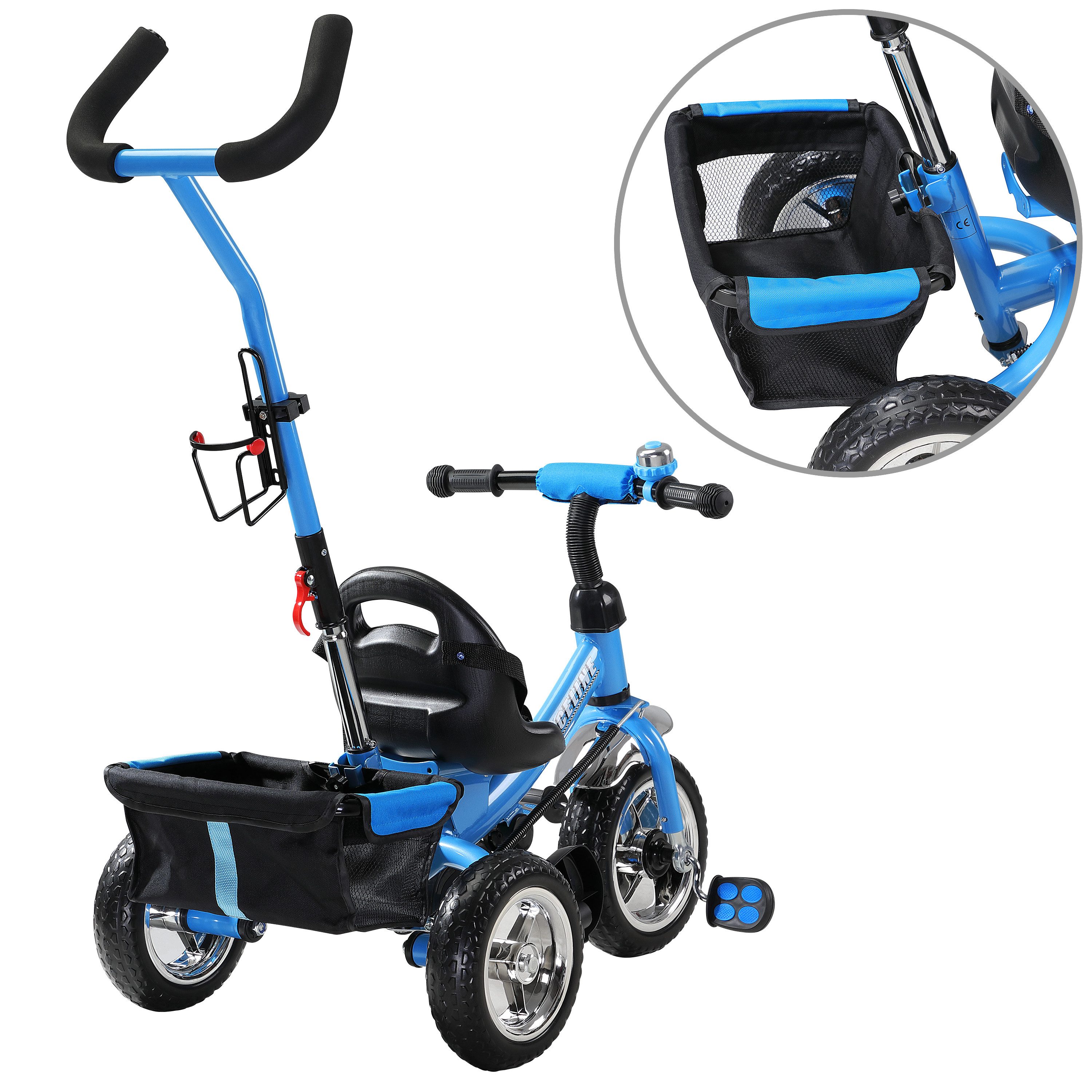 Spielwerk Dreirad-Kinderwagen, (1-tlg), Dreirad Sicherheitsgurt Schubstange Abnehmbar verstellbare Fußablage